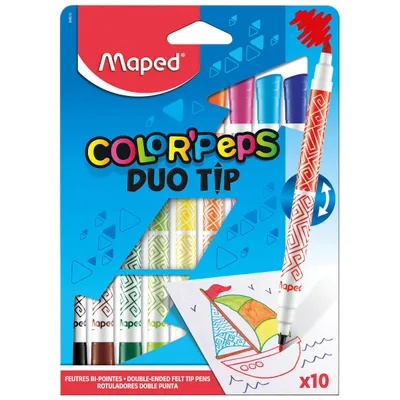 Flamastry MAPED colorpeps duo tip dwustronne 10 kolorów.
