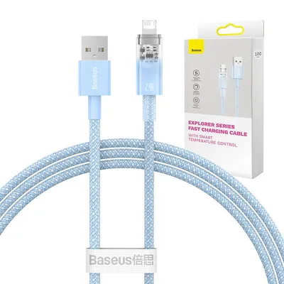 Kabel szybko ładujący Baseus explorer usb do lightning 2.4a 1m (niebieski)