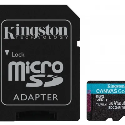 Kingston karta microsd 1tb canvasgo! plus 200mb/s a2 u3 v30 + adapter