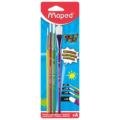 Pędzle syntetyczne MAPED colorpeps mix 4 szt(n°4/10/14/14) blister