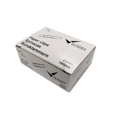Spinacze okrągłe 25mm VICTORY OFFICE PRODUCTS 63025k100 metalowe w pudełku papierowym 100szt