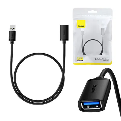 Przedłuzacz Baseus usb 3.0 męski do żeński, airjoy series, 0.5m (czarny)