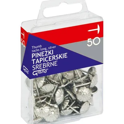 Pinezki tapicerskie srebrne w pojemniku plastikowym Grand 110-1483 50szt