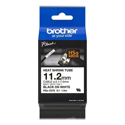 Brother oryginalny taśma do drukarek etykiet, BROTHER, hse-231e, czarny druk/biały podkład, 1.5m, 11.2mm