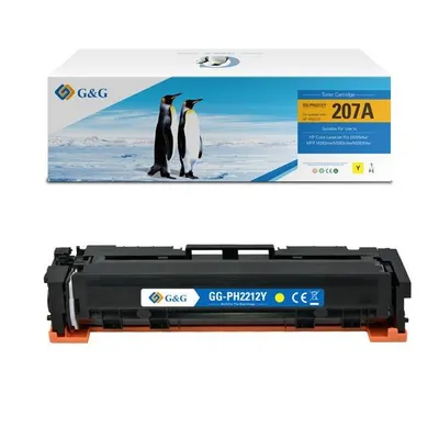 G&g kompatybilny toner z w2212a, yellow, 1250s, nt-ph2212y, hp 207a, dla hp color laserjet pro m255, mfp m282, m283, n