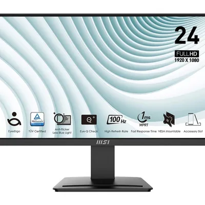 Msi monitor 23.8 cala pro mp2412 led/fhd/flat/100hz/czarny