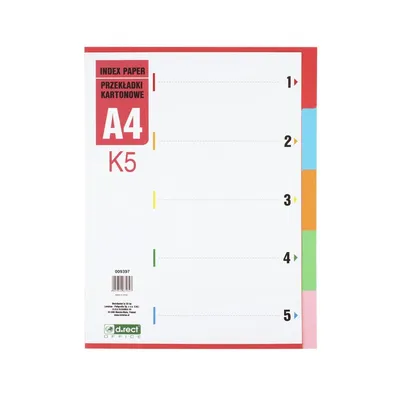 Przekładki 1-5 a4 D.RECT mix kolorów karton 5kart