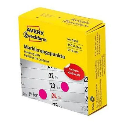 Etykiety samoprzylepne 19mm kółka trwałe 3854 różowe 250 szt