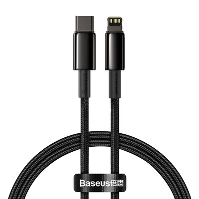 Kabel usb-c do lightning Baseus tungsten gold, 20w, 5a, pd, 1m (czarny)