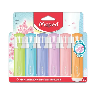 Zakreślacz MAPED classic new pastel mix kolorów 6 szt kartonowe etui