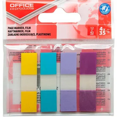 Zakładki indeksujące foliowe 12x43mm OFFICE PRODUCTS mix kolorów pastel 4x35 szt