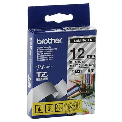 Tasiemka oryginalna czarny/przezroczyste BROTHER tzm31 12mm x 8 m