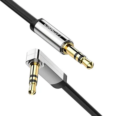 Kątowy kabel mini jack 3,5mm aux UGREEN av119 płaski 2m (czarny)