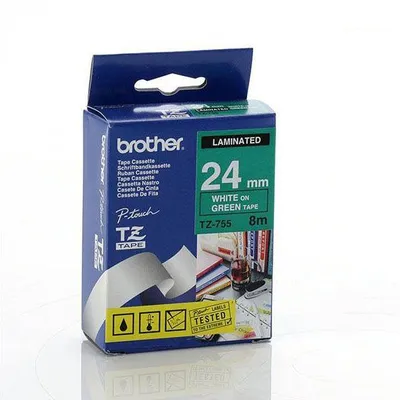 Tasiemka oryginalna biały/zielone BROTHER tz755 24mm x 8 m