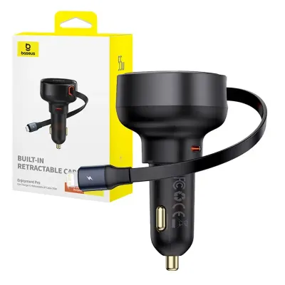 Ładowarka samochodowa Baseus enjoyment pro z kablem lightning + usb-c, 55w (czarny)