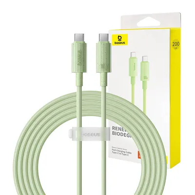 Kabel szybko ładujący Baseus usb-c do usb-c habitat series 100w, 2m (zielony)