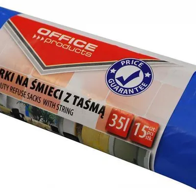 Worki na śmieci ldhd z taśmą OFFICE PRODUCTS premium niebieskie 35l 15szt.