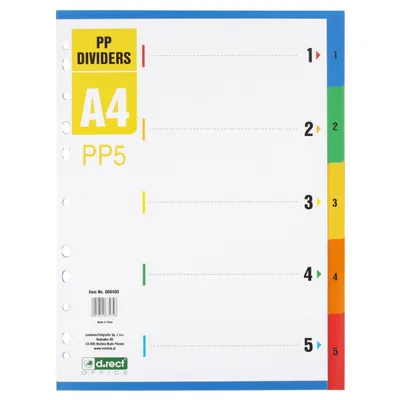 Przekładki 1-5 a4 D.RECT mix kolorów pp 5kart