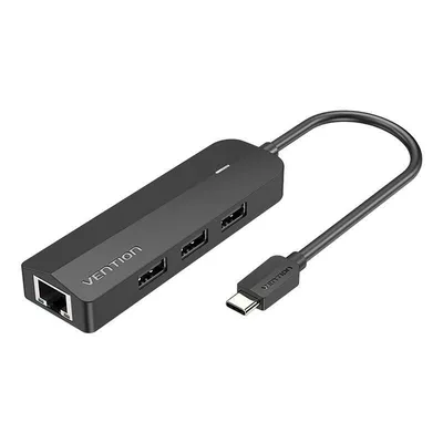 Hub usb-c do 3x usb 2.0, rj45, micro usb Vention tgobb 0,15m czarny
