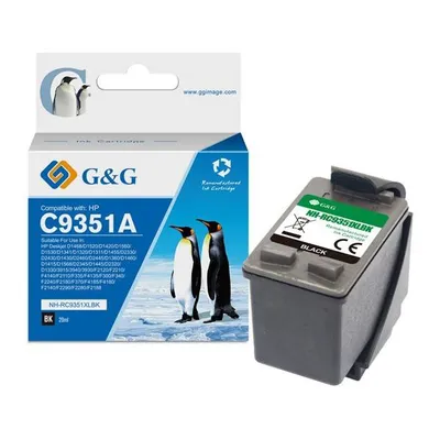 G&g kompatybilny ink / tusz z c9351a, hp 21, black, 16ml, ml nh-r9351bk, dla hp deskjet 3930, 3940, fax 1250, officejet 4315 all i