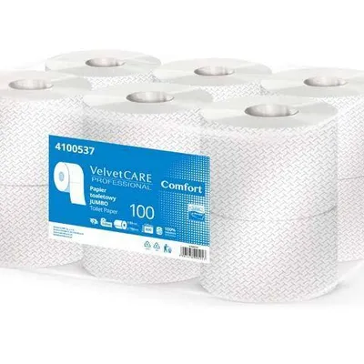 Papier toaletowy dwuwarstwowy celulozowy VELVET care jumbo 100 comfort 4153701 biały 100m 12 szt.