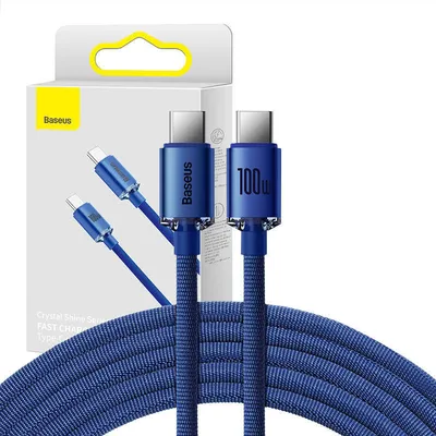 Kabel usb-c do usb-c Baseus crystal shine, 100w, 1.2m (niebieski)