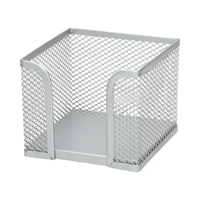 Pojemnik na kostkę biurową 95x95x80 D.RECT srebrny metalowa siatka
