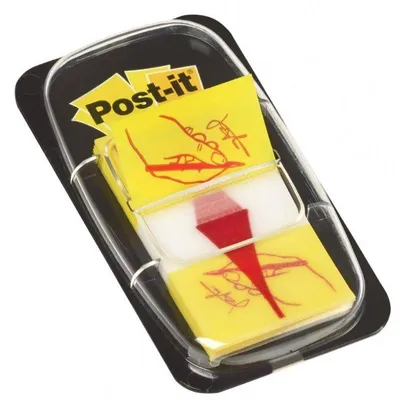 Zakładki indeksujące foliowe 25,4x43,2mm 3M post-it® z nadrukiem „ręka+ołówek” 680-31 50szt