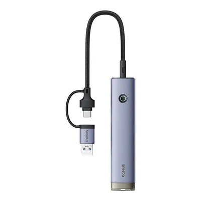 Hub 4w1 Baseus ultrajoy usb-a&usb-c do 3xusb3.0+usb-c+rj45 (szary)