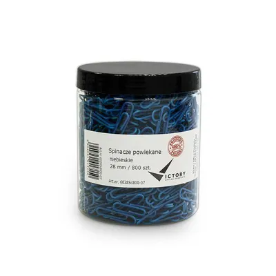 Spinacze okrągłe 28mm VICTORY OFFICE PRODUCTS 6028sd800-07 niebieskie metalowepowlekane w słoiku dużym 800szt