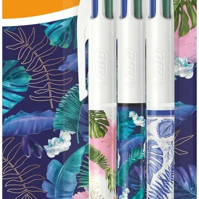 Długopis BIC 4 colours message botanical 503804 czterokolorowy 1.0mm blister 3szt
