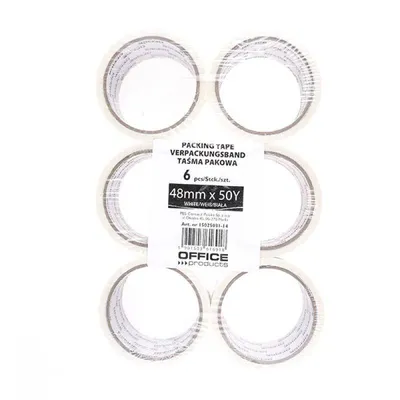 Taśma pakowa 48mmx50yd OFFICE PRODUCTS biała 36mic