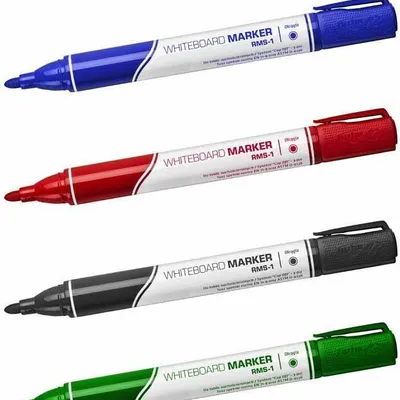 Marker suchościeralny & gąbka z magnesem RYSTOR 456-220m mix*4 okrągła k. 4mm 4szt