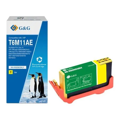 G&g kompatybilny ink / tusz z t6m11ae, hp 903xl, yellow, 825s, nh-r00903xly, dla hp officejet pro 6960/6961/6963/6964/6965/6966/69