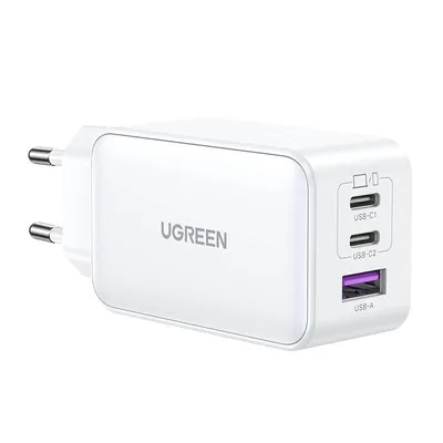 Ładowarka sieciowa UGREEN 15334 nexode, 2xusb-c, usb-a 3.0, pd3.0, qc4.0, gan, 65w (biała)