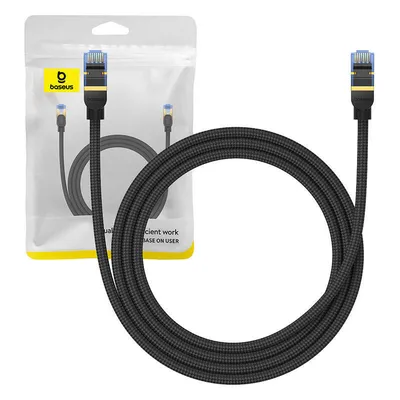 Kabel sieciowy w oplocie kat. 7 Baseus ethernet rj45, 10gbps, 1,5m (czarny)