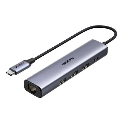 Adapter, hub usb-c do 3x usb-a 3.0 + rj45 gigabit UGREEN cm473 (szary)