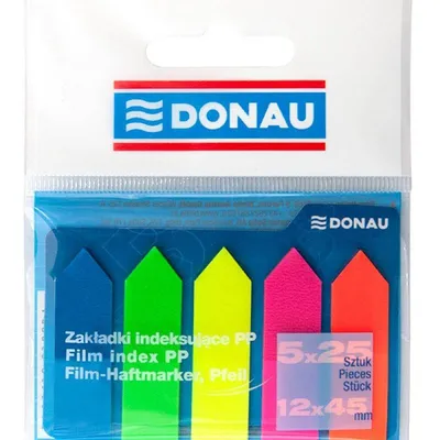Zakładki indeksujące foliowe 12x45mm DONAU strzałaki mix kolorów 5x25 szt