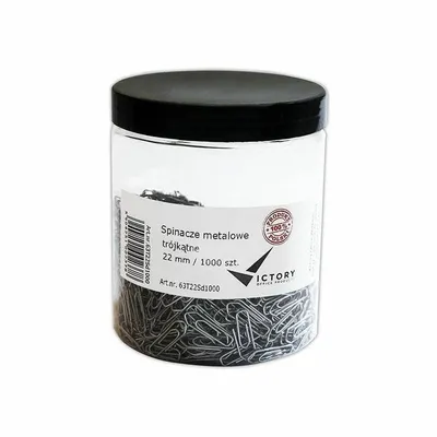 Spinacze trójkątne 22mm VICTORY OFFICE PRODUCTS 63t22sd1000 metalowe w słoiku dużym 1000szt