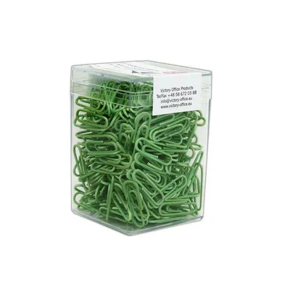 Spinacze okrągłe 28mm VICTORY OFFICE PRODUCTS 60286h300-151 pastelowe seledynowe metalowe powlekane w pojemniku plastikowym 300szt