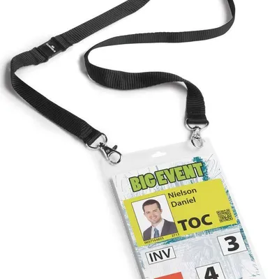 Identyfikator otwarty od góry a6 DURABLE 852501 z czarną taśmą