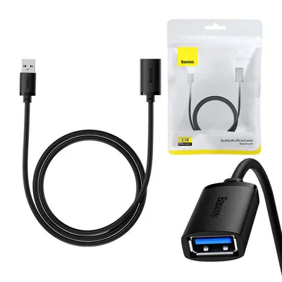 Przedłuzacz Baseus usb 3.0 męski do żeński, airjoy series, 1m (czarny)
