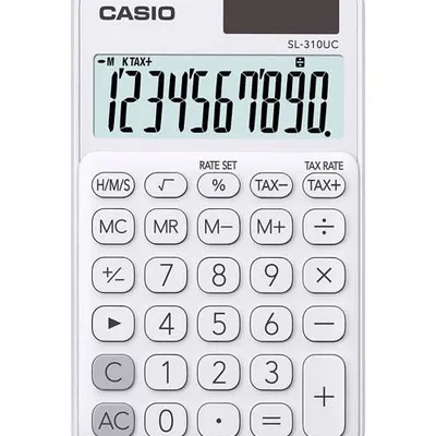 Kalkulator kieszonkowy 118x70x8,4mm Casio sl-310uc-we box biały solarne+bateria lr1130