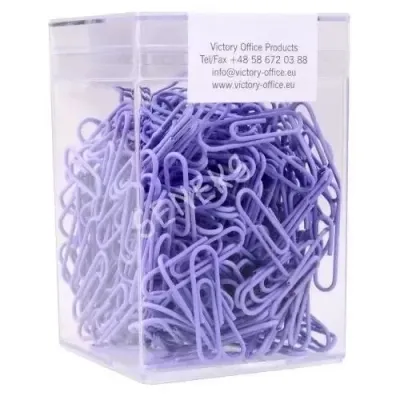 Spinacze okrągłe 28mm VICTORY OFFICE PRODUCTS 60286h300-083 pastelowe ciemnofioletowe metalowe powlekane w pojemniku plastikowym 300szt