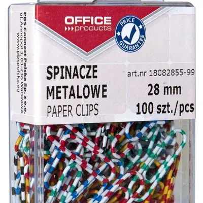 Spinacze metalowe 28mm OFFICE PRODUCTS zebra mix kolorów 100szt.