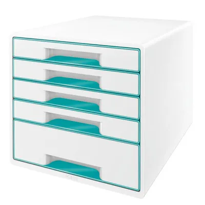 Pojemnik z szufladami 287x363x270mm LEITZ wow cube 52142051 turkusowy 5 szuflad