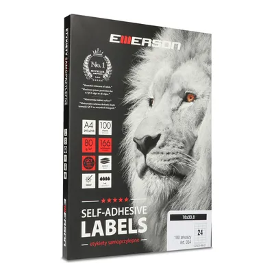 Etykiety samoprzylepne 70x33.8mm EMERSON 034 qct białe 100ark*24szt