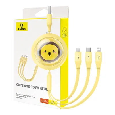 Kabel ładowania 3w1 Baseus usb do usb-c, usb-m, lightning 3,5a, 1,1m (żółty)