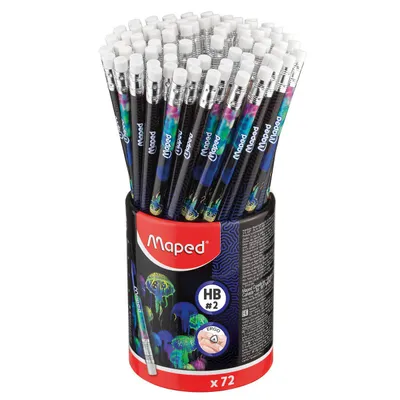 Ołówek z gumką MAPED deepsea hb w kubku 72szt
