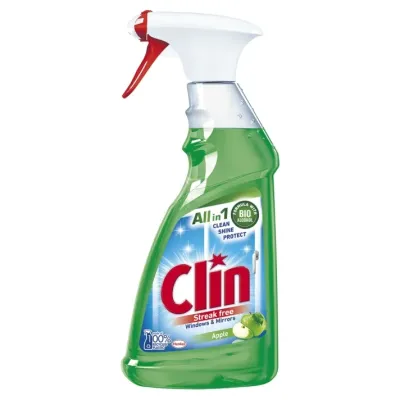 Płyn do szyb z dozownikiem CLIN zielone jabłuszko 500ml